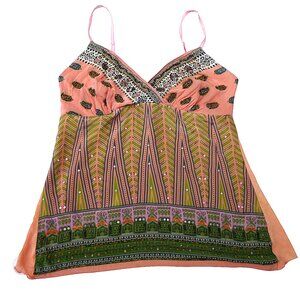 SiLK BeaDeD Hale Bob Babydoll Cami Top Surplice Adj Straps Lined Fairy Rock Star
